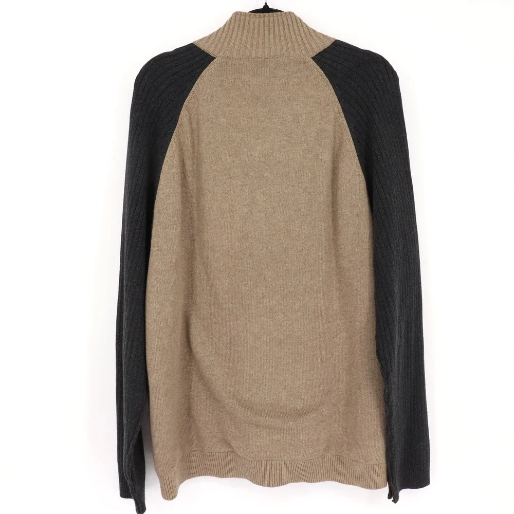 Carbon 2 Cobalt Men's Sherpa Fleece Lined Full Zip Sweater Size L Beige Casual